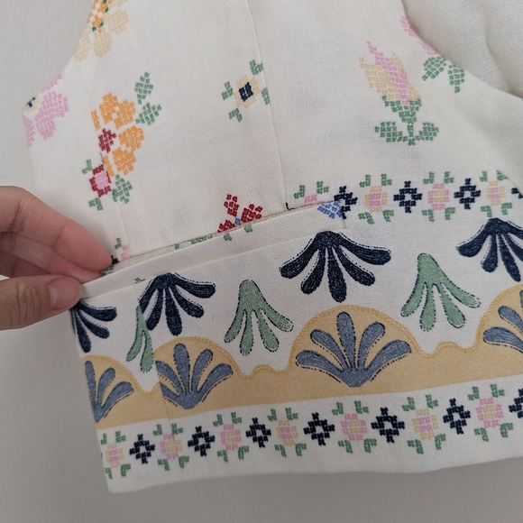 ZARA Linen printed vest White multicolor XS S XL - Picture 10 of 12